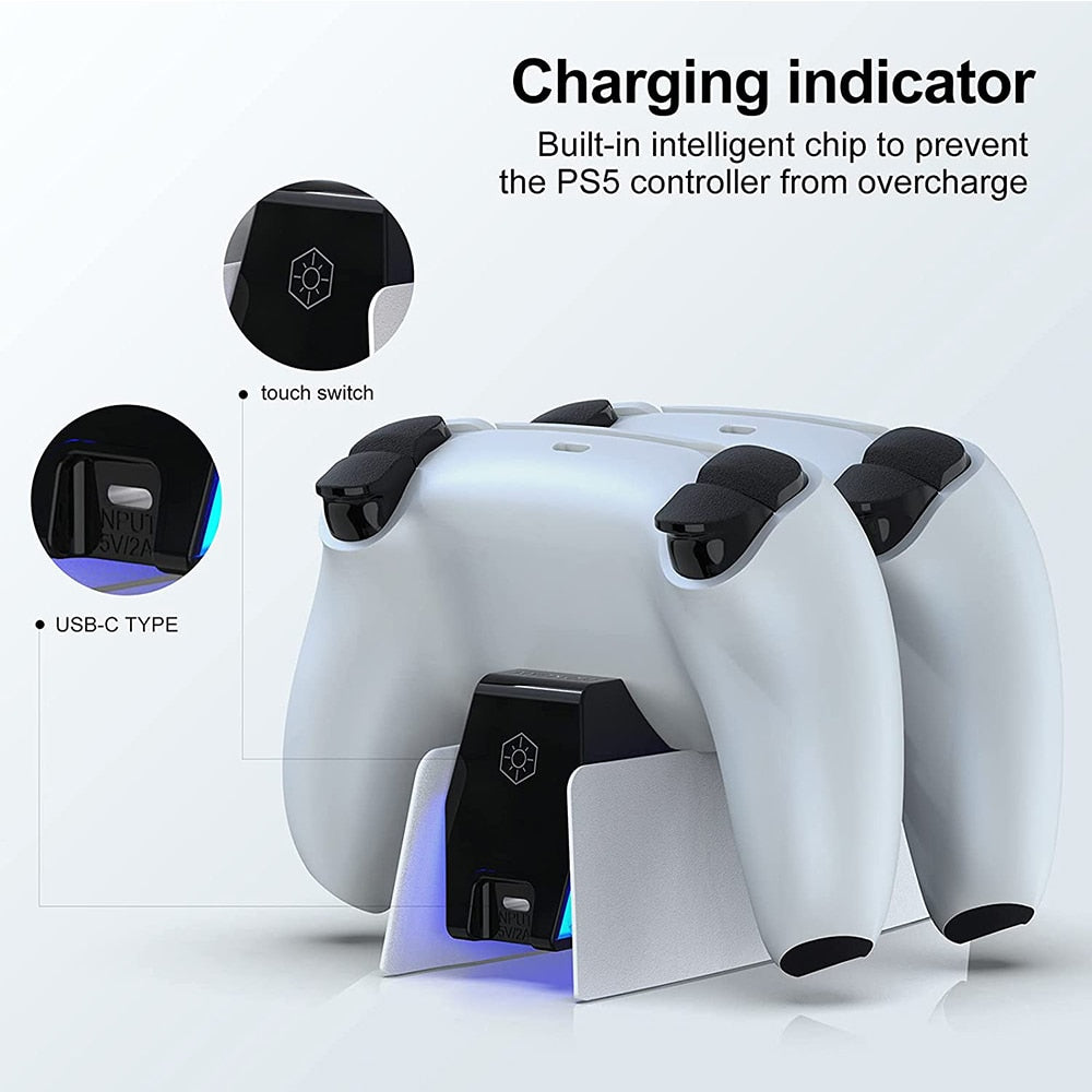 PS5 Type-C DualSense Charging Station Dual Charging Dock Charger Stand for PlayStation 5 DualSense Wireless Game Controller Ultra Tech Bank